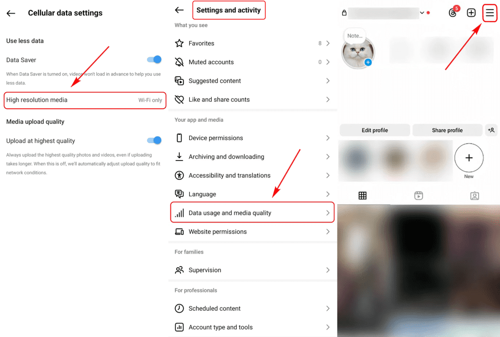 آموزش تصویری کاهش مصرف اینترنت اینستاگرام