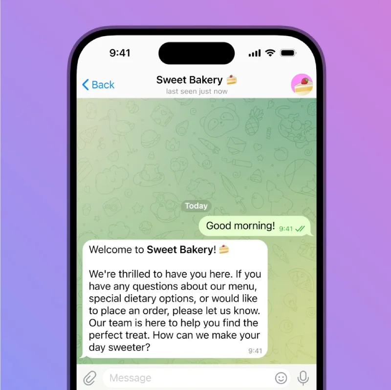 پیامهای خوشآمدگویی (Welcome Messages) از قابلیت های تلگرام بیزینس
