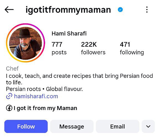 هام شرفی فودبلاگر اینستاگرام